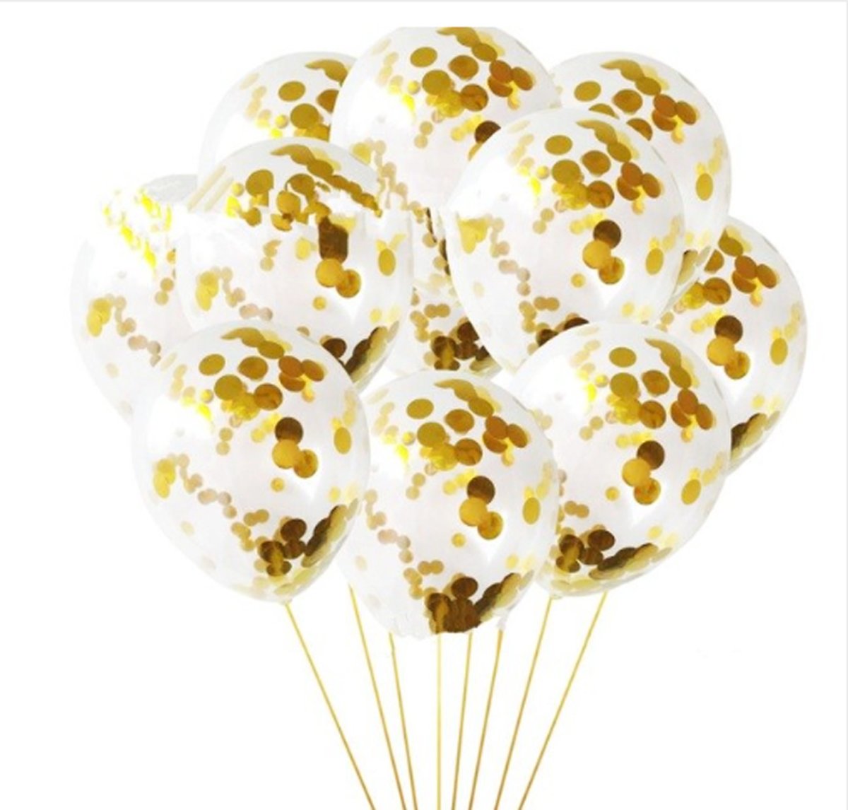 Set van 5 Confetti Ballonnen | Doorzichtige Ballonnen met Goud Metallic Confetti | 5 Ballonnen 30 cm.